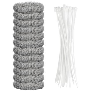 Imagem de Armadilhas de fiapos para mangueira de máquina de lavar roupa de aço inoxidável armadilhas de fiapos filtro de mangueira de arruela de malha de lavanderia 12 peças com 12 peças de abraçadeiras