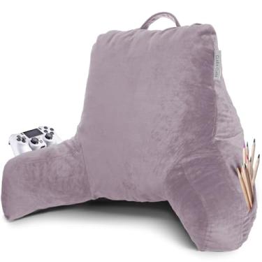 Imagem de Clara Clark Almofada de leitura com espuma viscoelástica desfiada para sentar na cama e no sofá, suporte ajustável para costas e braços para adultos e adolescentes, almofadas de encosto para leitura