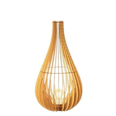 Imagem de Abajur Grande De Chão Tulipa Mdf Luminária - MDF Cru