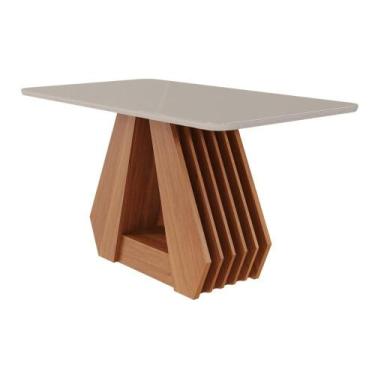 Imagem de Mesa De Jantar Tampo Vidro/Mdf 130X80Cm Retangular 4 Lugares Agata Cim