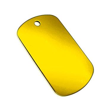 Imagem de Etiquetas para cães em branco de alumínio anodizado de qualidade premium (tamanho grande 2" x 2,85", 1,00 mm de espessura) para gravação e estampagem a laser, ouro, pacote com 25