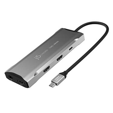 Imagem de j5create Hub de tela tripla USB C 4K - 4K HDMI x2, 4K DP, 2 USB-A e USB-C 10Gbps, PD 100W, Ethernet, leitor de cartão SD 4.0 | para XPS, Surface Pro (JCD397)