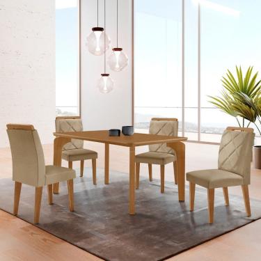Imagem de Mesa de Jantar Liz 120cm MDF Canto copo e com 4 Cadeiras Melissa