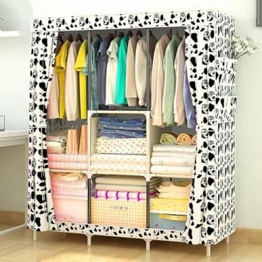 Imagem de Armário De Armazenamento Simples Moderno E Simples à Prova De Poeira Do Guarda-roupa Da Tubulação De Aço Do Guarda-roupa Do Conjunto Fácil, B, 106 * 45 * 158cm