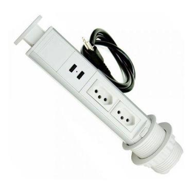 Imagem de Torre Totem Manual 2 Tomada 10a 2 Usb Branca - Qtmov