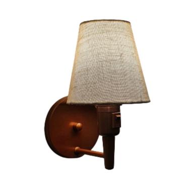 Imagem de Arandela de Parede Vivare Md-2013 Cobre Com Interruptor Liga e Desliga Cúpula em Tecido - Bivolt