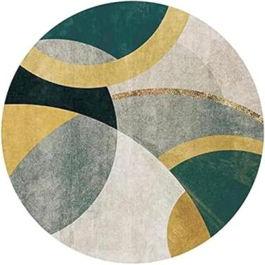 Imagem de Tapetes Redondos Cinza Contemporâneos Amarelos E Verdes Sala De Estar Quarto Cozinha Tapete 80 Cm 100 Cm 120 Cm 140 Cm 160 Cm Tapete De Mesa De Centro De Ioga Antiderrapante, Diameter 160cm/5.2ft
