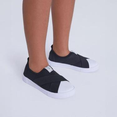 Imagem de Tênis Infantil Pimpolho Preto com Branco Modelo Calce Fácil e Anatômic