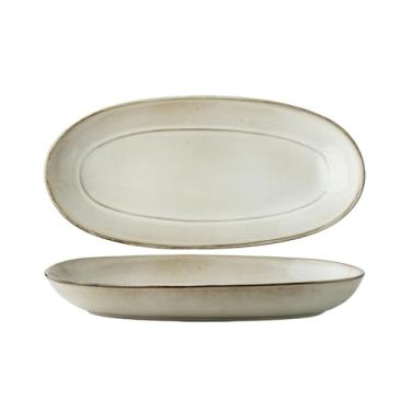 Imagem de Prato de peixe oval de 28 cm com troca de forno, prato de comida japonesa de cerâmica doméstica - amarelo