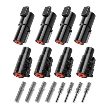 Imagem de QAGGUM Conector de terminal único de 1 pino adequado para conector DTHD, tamanho de contato 12 Calibre de fio de crimpagem 12-14AWG 25A, para automóveis, caminhões e aplicações de carga pesada