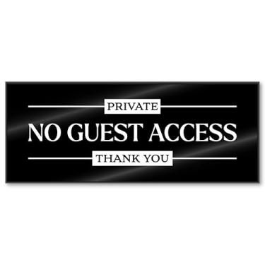 Imagem de Placa acrílica de 5 x 13 cm para acesso de convidados, placa de porta privada, sem acesso, placa privada para escritório, porta de negócios, placa preta de manutenção compatível com Airbnb Essentials