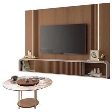 Imagem de Home Suspenso Castanho Off White E Mesa De Centro Sky Com Tampo De Vid