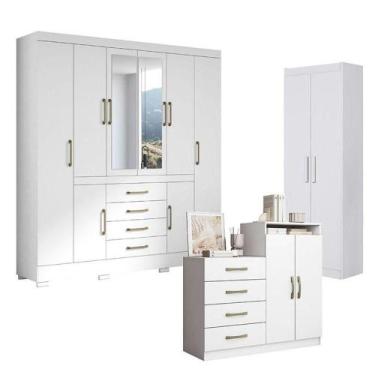 Imagem de Guarda Roupa Casal Nápole 2045149 E Armário Multiuso 2000191 E Cômoda 