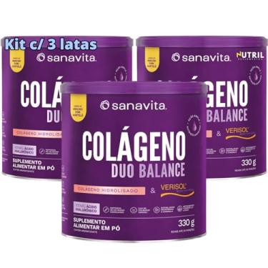 Imagem de Kit 3X Colágeno Duo Balance Sanavita (Hidrolisado + Verisol e Ácido Hialurônico) - Pele e corpo (Abacaxi com Hortelã)