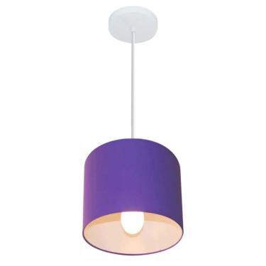 Imagem de Lustre Pendente Cilíndrico Vivare Md-4046 Cúpula em Tecido 18x18cm - Bivolt