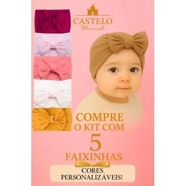 Imagem de Kit 5 Laço Bebe Menina Turbante Para Bebe Lacinhos de Bebe Menina - Ca