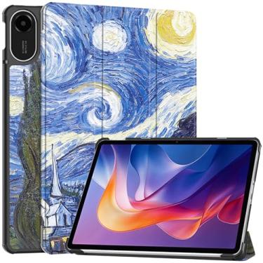 Imagem de Capa inteligente para Xiaomi Redmi Pad 2 de 11 polegadas 2025, capa inteligente Ratesell leve com três dobras com função despertar/hibernar automática para Xiaomi Redmi Pad 2 11 polegadas Star Night