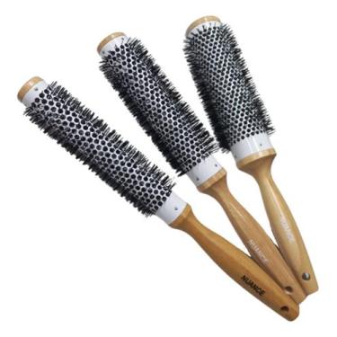 Imagem de Kit 3 Escovas Térmica Vazada Profissional Cabo Longo Nuance, Kit 1,2 e