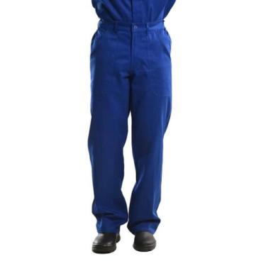 Imagem de Calça Uniforme Profissional Brim Pesado Metade Elástico Azul Royal - F