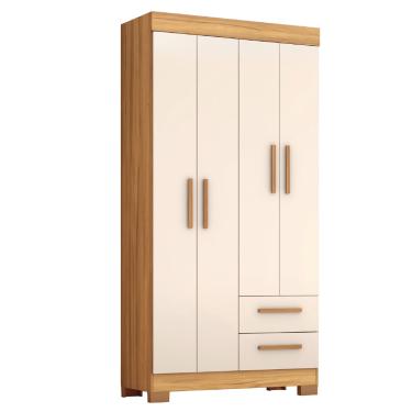 Imagem de Guarda Roupas Solteiro 4 Portas 2 Gavetas Malta Madeirado / Off White Notável