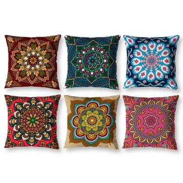 Imagem de Kit 6 almofadas Cheias 40cm x 40cm Decorativas Estampadas Digital Colo