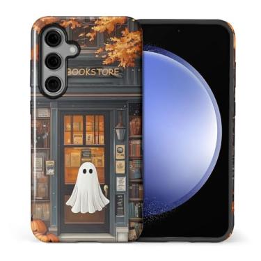 Imagem de CARLOCA Capa para Samsung Galaxy S24, design aconchegante de livraria fantasma - proteção dupla híbrida TPU macio + PC rígido, capa à prova de choque e anti-arranhões, capa protetora para telefone