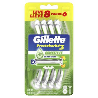 Imagem de Aparelho de Barbear Descartável Gillette Prestobarba3 Sensitive 8 unidades