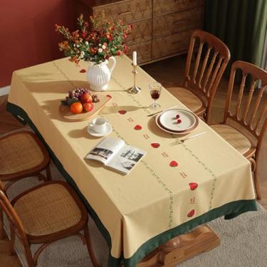 Imagem de KAIJIE Toalha de mesa com padrão de design moderno, toalha de mesa de algodão e linho, retângulos ou quadrados para jantar, piqueniques e entretenimento, 100 x 160 cm, amarelo
