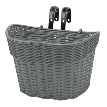 Imagem de IEUDNS Cesta de bicicleta infantil com decoração frontal, feita à mão, para transporte e armazenamento, para guidão frontal, para meninos, parques de rua, Cinza