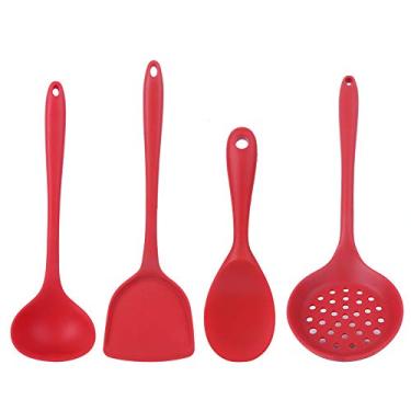 Imagem de Dioche Utensílios de Cozinha, 4pcs Conjunto de Silicone Colher Colheres de Cozinha Colheres de Cozinha para Cozinhar Silicone Turner Spatula Anti-bobing Baking Tools