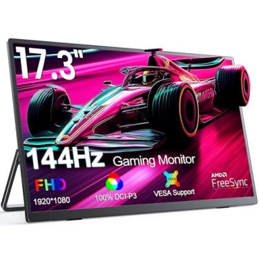 Imagem de Monitor portátil UPERFECT, 17,3" 144Hz, monitor portátil para jogos FreeSync FHD 1080P HDR IPS, monitor para laptop com VESA e case USB C, tela externa para Switch PS-5 Steam-Deck