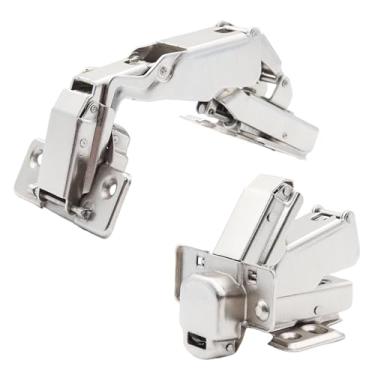 Imagem de Adyoney 2 peças de dobradiças de armário de meia sobreposição de 180 graus, dobradiça Susan preguiçosa, dobradiça de fechamento suave, dobradiças hidráulicas ocultas sem moldura para canto, cozinha