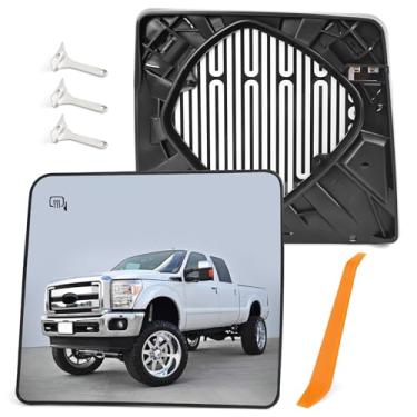 Imagem de TOP-MAX Vidro retrovisor lateral do motorista compatível com Ford F250 F350 F450 F550 2013-2014, F150 2013-2016, vidro retrovisor de caminhonete superior esquerdo com aquecimento elétrico, substitui