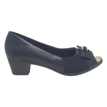 Imagem de Usaflex Sapato Feminino Preto Peep Toe em Couro MM1501