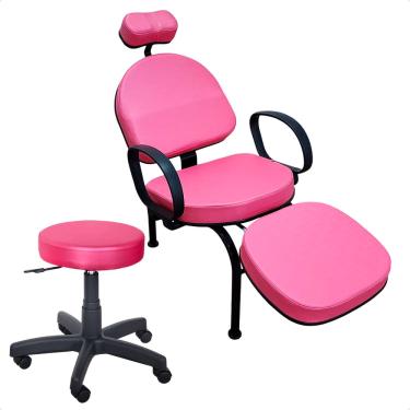 Imagem de Kit Cadeira + Mocho Maquiagem Estética Designer Unha For-ty