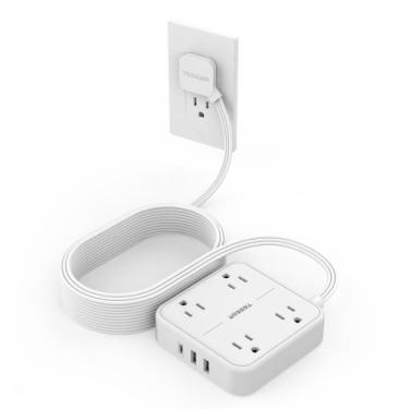 Imagem de Cabo de extensão TESSAN Surge Protector de 15 pés com 4 saídas, 3 USB