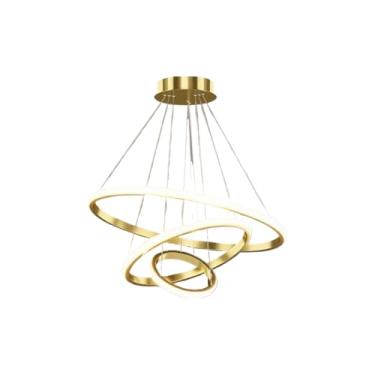 Imagem de Lustre Pendente LED 3 Cores – Design Nórdico Moderno – Para Sala, Cozinha e Quarto – Ajustável e Decorativo(Estilo A/Ouro (110V-220V))