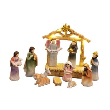 Imagem de Bothyi Presépios de Natal com luzes LED, decoração religiosa, mini presépio, conjunto para decoração de interiores e exteriores, festa de Natal, Múltiplos