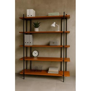 Imagem de Estante Para Escritório Home Office Balcão De Decoração 5 Prateleiras 