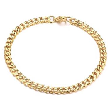 Imagem de LXBQYSTO Pulseira masculina de elos cubanos de aço inoxidável de 5 mm/7 mm/9 mm, prata/ouro 7,09/8,27/23 cm, 9inch, Aço inoxidável, Sem Pedra Preciosa