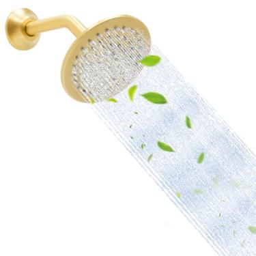 Imagem de Chuveiro de chuva redondo de 15 cm com braço de aço inoxidável, bocais antientupimento, economia de água de alta pressão, fácil instalação para banheiro/banheira