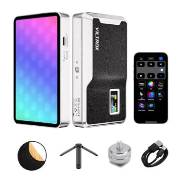 Imagem de Kit de luz de vídeo RGB, luz de câmera portátil de 6000 mAh, potência de saída de 8 W, painel de luz de vídeo LED, iluminação fotográfica CRI TLCI 97+ 2500-8500K, com mini tripé, refletor de 60 cm