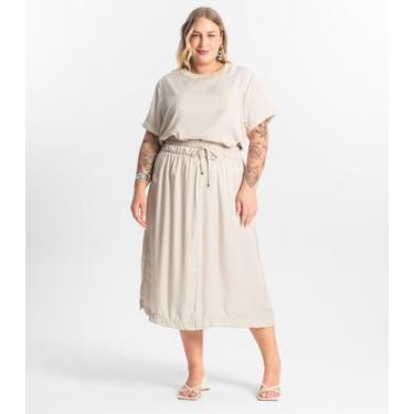 Imagem de Saia Midi Plus Size Secret Glam Bege, Plus G1, Bege