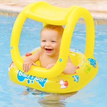 Imagem de Boia Bote para Bebê Baby Inflável Infantil com Cobertura para Proteção Solar e Assento Fralda Crianças Natação Piscina Sol Segurança Piscinas PVC Segura Água Verão