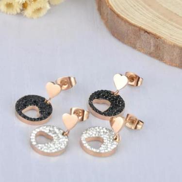 Imagem de Brinco Feminino Heart  Banhado A Ouro 18k Diamante Cz - Euro Importado