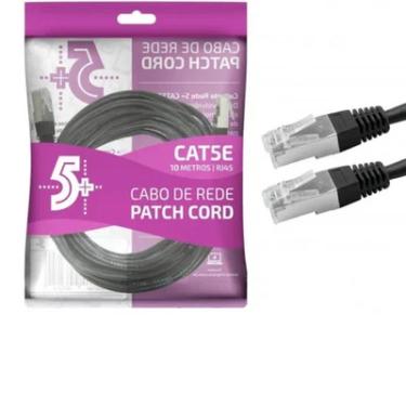 Imagem de Cabo De Rede 5+ Patch Cord Cat5e Ftp Blindado Gigabit, 10m, Preto