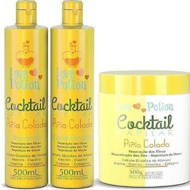 Imagem de Kit pinã colada  - shampoo + máscara 500g + condicionador  love potion