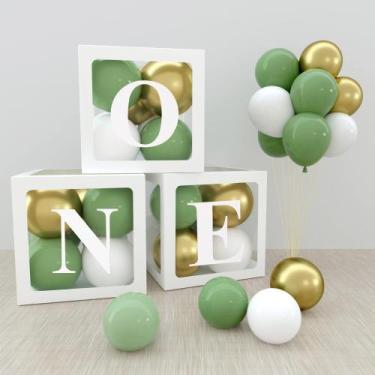 Imagem de Caixas de decorações de aniversário com balões para o primeiro anivers