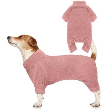 Imagem de Estátua de pijama para cães, gola alta felpuda, quente e leve, rosa L 