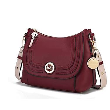 Imagem de MKF Collection Bolsa transversal para mulheres, bolsa carteiro grande, Maggie Wine Blush